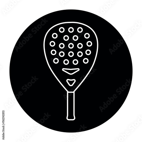 Paddle tennis racket line black icon. Sign for web page, mobile app,
