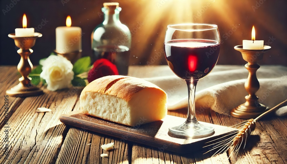 Bread and Red Wine in Glass - Communion - The Lord's Supper and Holy Bible - Blood and Body Embodiment - Sacrament - Christian Ritual - Wallpaper or Background for Religion Bread and Red Wine in Glass - Communion - The Lord's Supper and Holy Bible - Blood and Body Embodiment - Sacrament - Christian Ritual - Wallpaper or Background for Religion