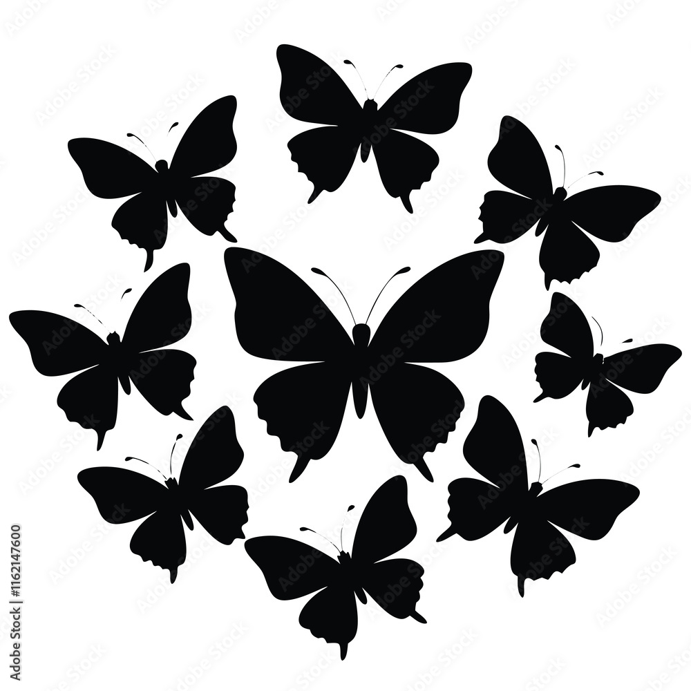 Silhouette butterfly bundle design illustration Silhouette butterfly bundle design illustration