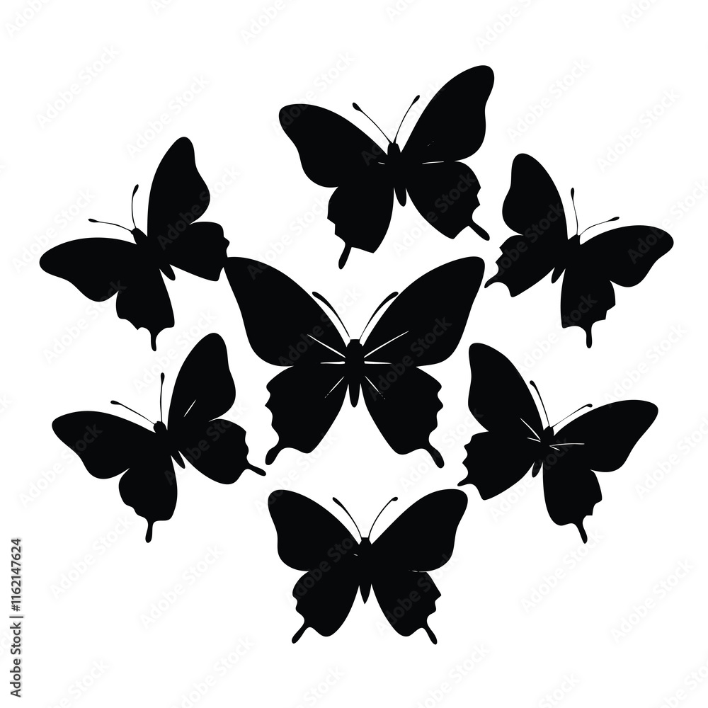 Fototapeta premium Silhouette butterfly bundle design illustration