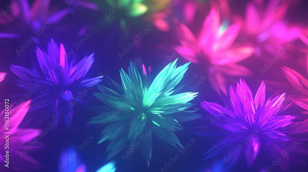 Neon Glow Abstract Floral Fantasy Art Neon Glow Abstract Floral Fantasy Art