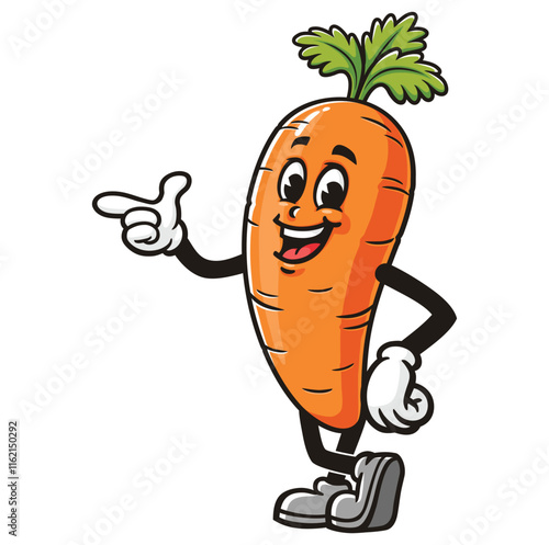 Carrot with idea pose,   Cartoon Character Mascot Illustration Vector Clip-art Hand-drawn Logo Design
