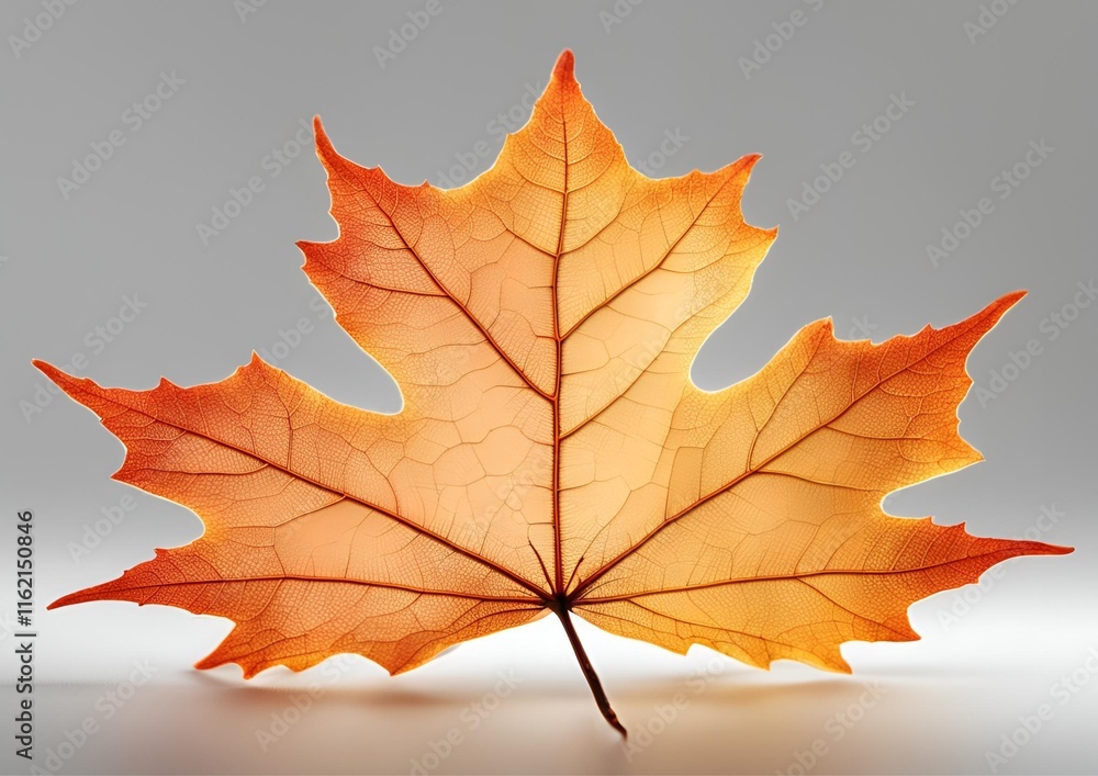 Maple Autumn Leaf on white light background