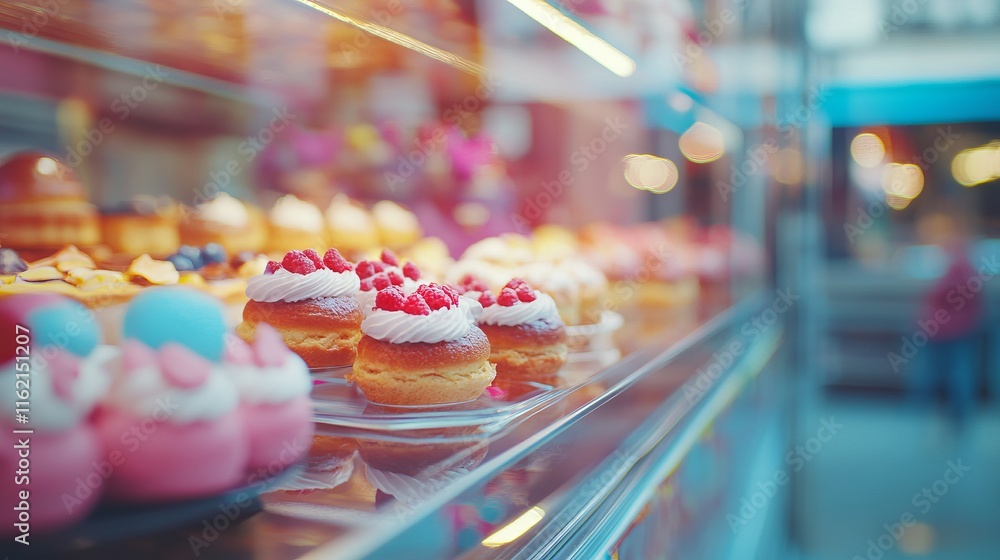 Delicious French Pastries Displayed in a Parisian Bakery. AI generated illustration Delicious French Pastries Displayed in a Parisian Bakery. AI generated illustration
