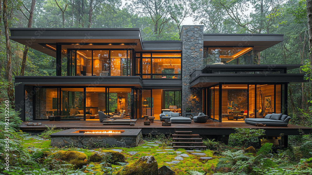 Luxueuse maison en bois moderne nichée au cœur de la forêt Luxueuse maison en bois moderne nichée au cœur de la forêt
