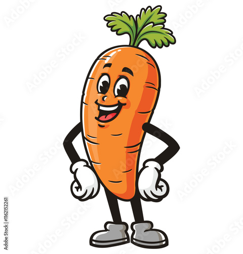 Laughing Carrot Cartoon Character Mascot Illustration Vector Clip-art Hand-drawn Logo Design