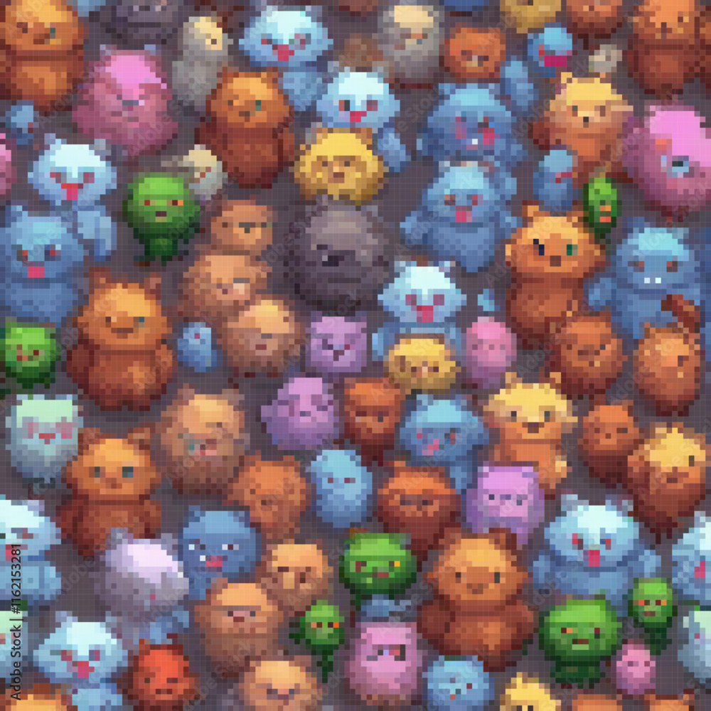 Pixel-perfect teddy bears in a cozy group, perfect for collectors and fans of retro art. Pixel-perfect teddy bears in a cozy group, perfect for collectors and fans of retro art.