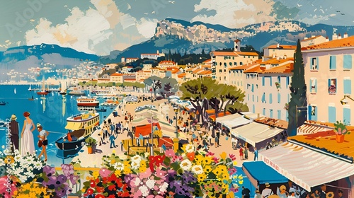 illustration of Cannes, France poster