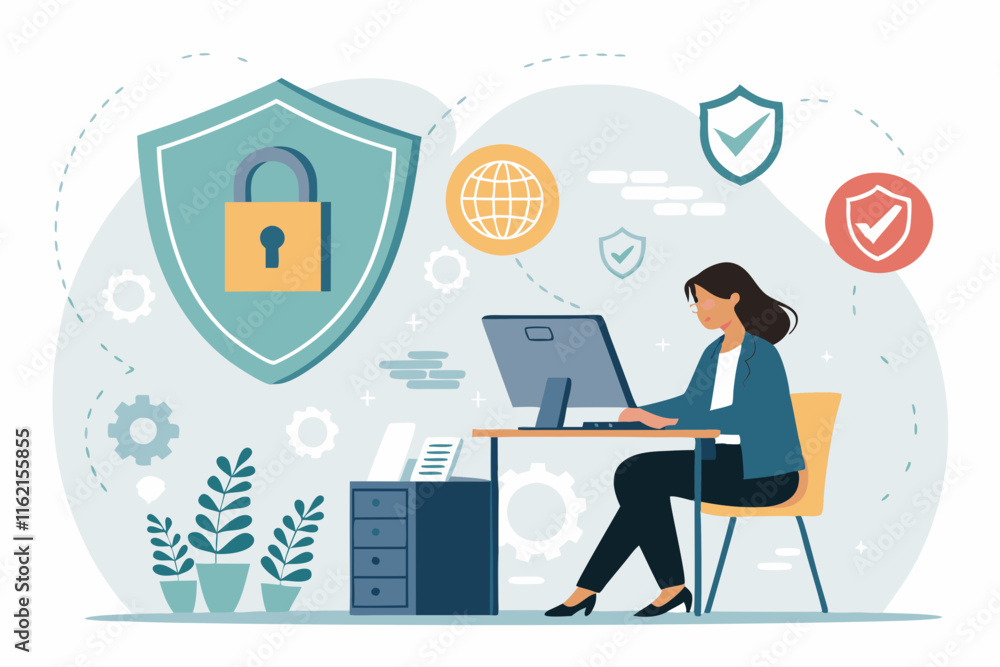 Ai generated cybersecurity strategies for business protection digital environment infographic concept Ai generated cybersecurity strategies for business protection digital environment infographic concept