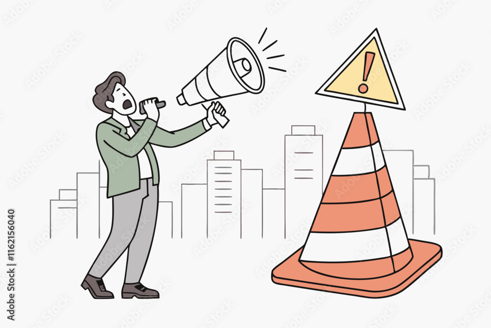 Ai generated alert safety announcement in urban setting business communication city environment informative viewpoint Ai generated alert safety announcement in urban setting business communication city environment informative viewpoint