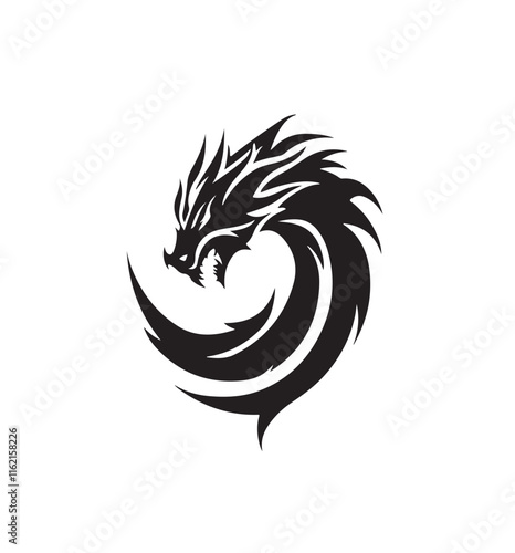 drawing_of_dragons_one_color_logo_black_and_white symbol