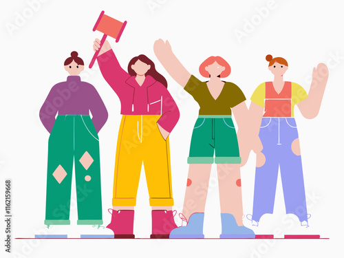 Ai generates empowered women advocating for change community gathering illustration digital close-up advocacy