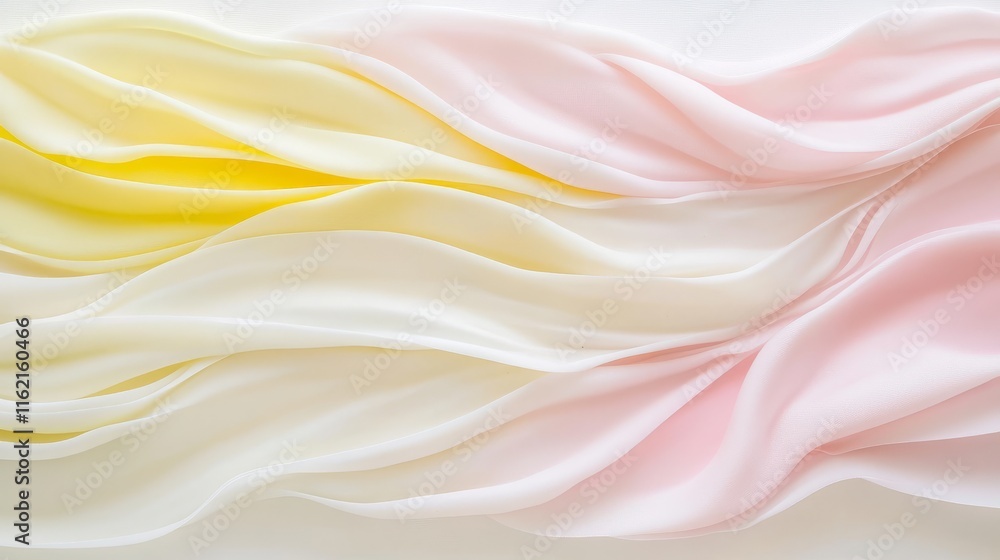 Obraz premium Pastel Draped Fabric Soft Yellow Pink Waves
