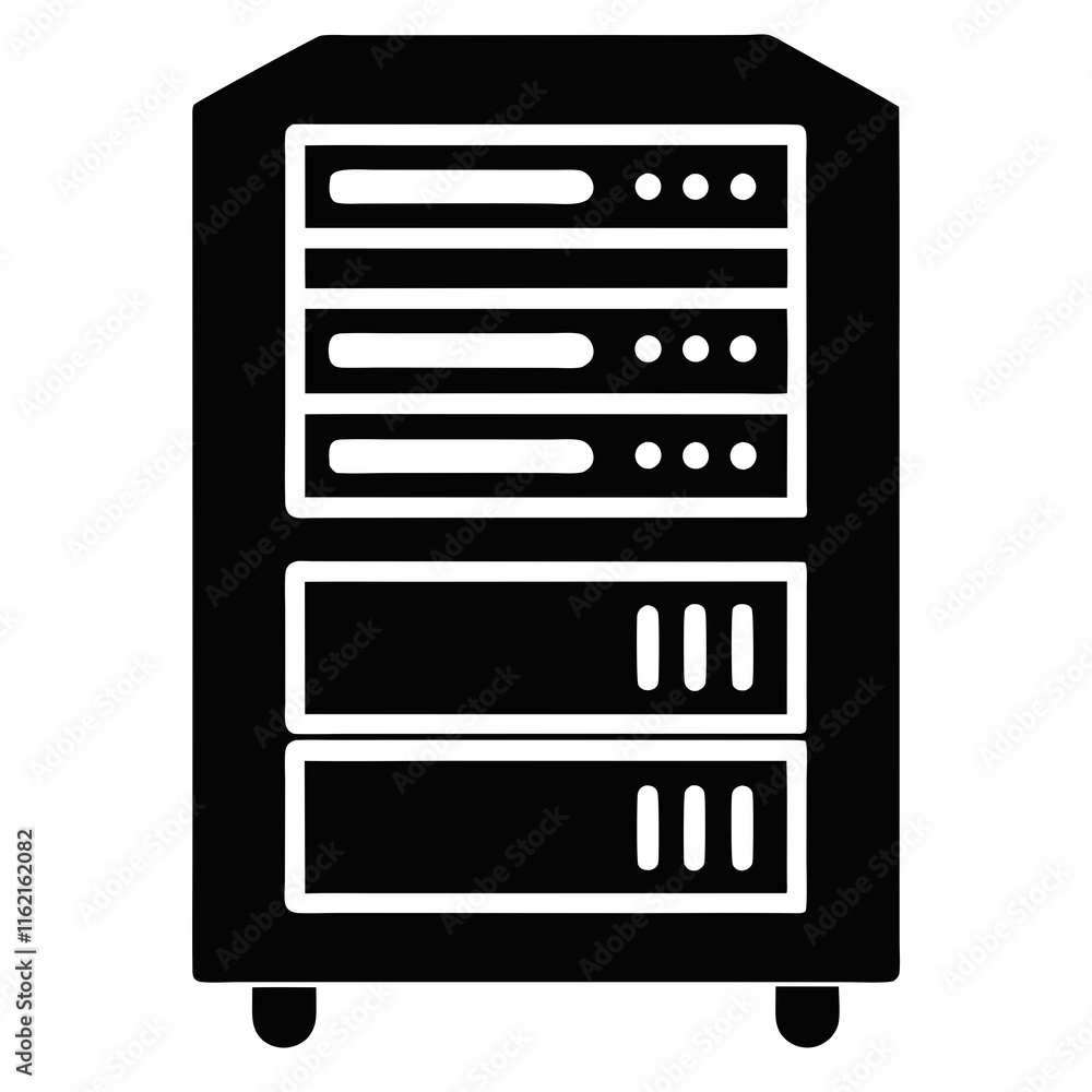Server Rack Silhouette Vector Illustration Server Rack Silhouette Vector Illustration
