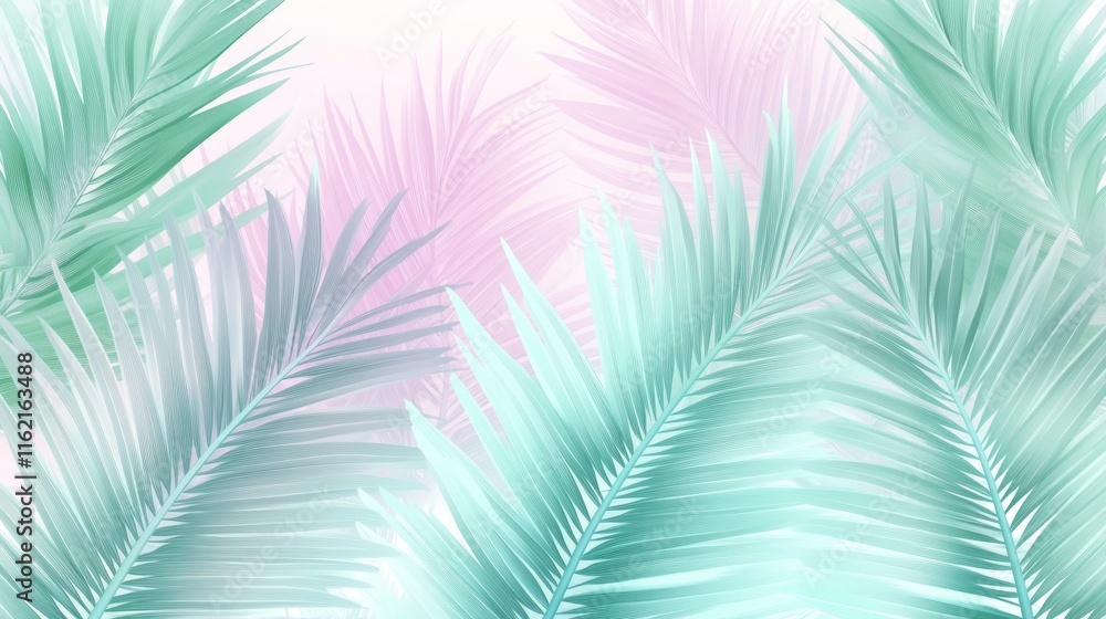 Fototapeta premium Pastel Palm Fronds Tropical Summer Serenity