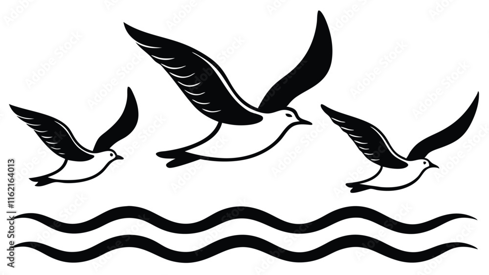 Obraz premium Seagulls Over the Ocean