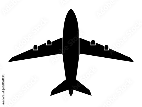 airplane black silhouette vector, Simple silhouette Design vector icon with white background	