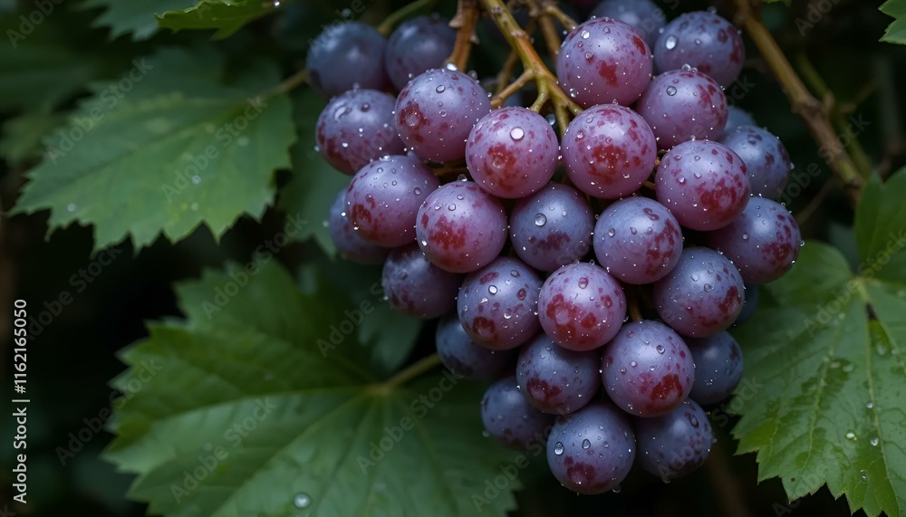 Fototapeta premium a bunch of grapes with leaves