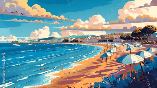 illustration of Cannes, France poster