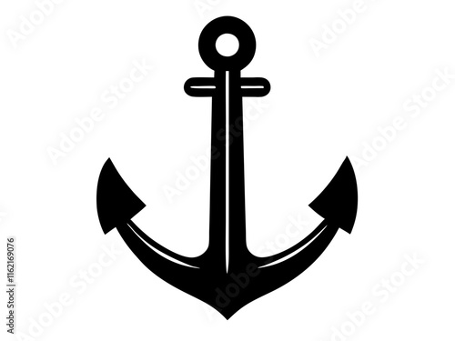 anchor black silhouette vector, Simple silhouette Design vector icon with white background	