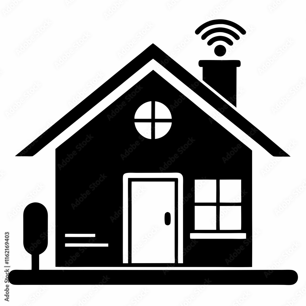 Smart Home Silhouette Vector Art Smart Home Silhouette Vector Art