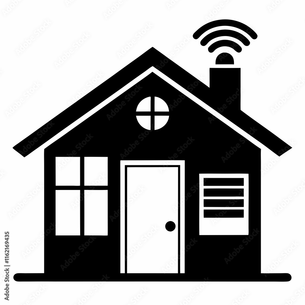 Smart Home Silhouette Vector Art Smart Home Silhouette Vector Art