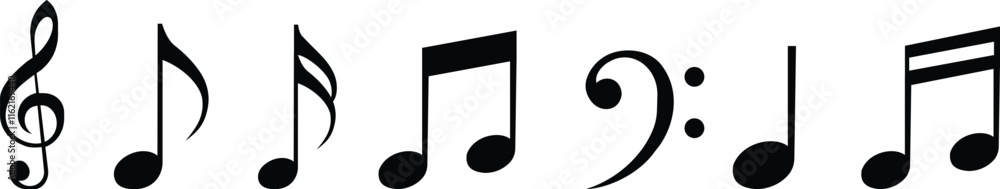 music notes icon set, poised as the focal subject in a high-quality stock photograph, emphasized by defined bold lines, musically perfect, clarity, isolated on transparent background, used for web. music notes icon set, poised as the focal subject in a high-quality stock photograph, emphasized by defined bold lines, musically perfect, clarity, isolated on transparent background, used for web.