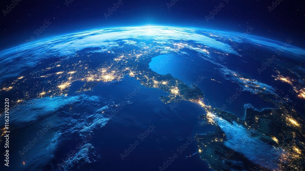 Fototapeta premium Planet earth globe view from space showing.