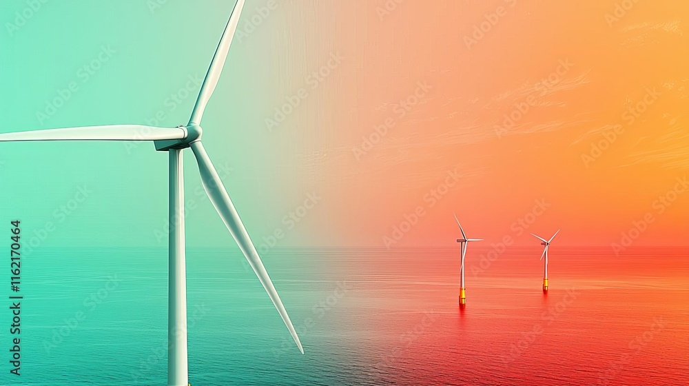 International Day of Clean Energy Wind turbines harnessing renewable energy by the ocean at sunset. International Day of Clean Energy Wind turbines harnessing renewable energy by the ocean at sunset.