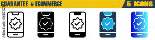 Guarantee icon with 5 styles (outline, solid, mixed, duotone and solid gradient)