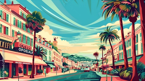illustration of Cannes, France poster