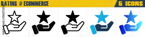 Rating icon with 5 styles (outline, solid, mixed, duotone and solid gradient)