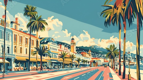 illustration of Cannes, France poster
