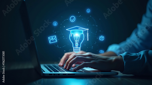 Business person holding light bulb
