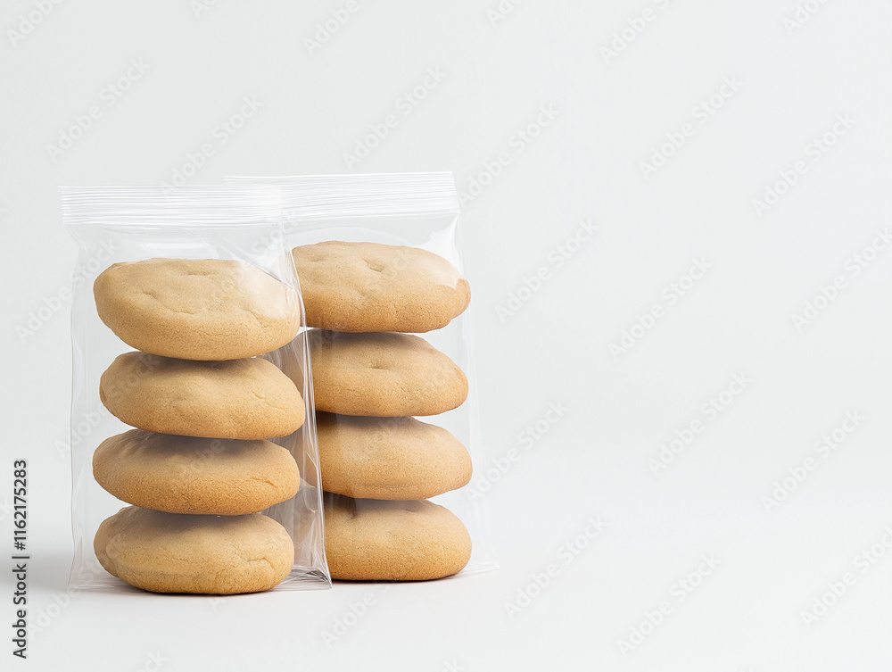 Homemade Cookies Packaged Slightly Askew on Biscuit Tray Homemade Cookies Packaged Slightly Askew on Biscuit Tray