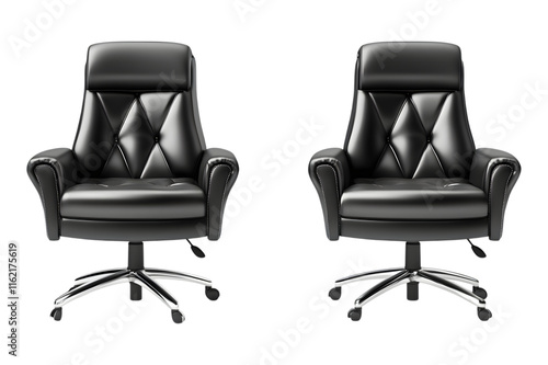 set of chairs on a black isolated on transparent background, cut out photo