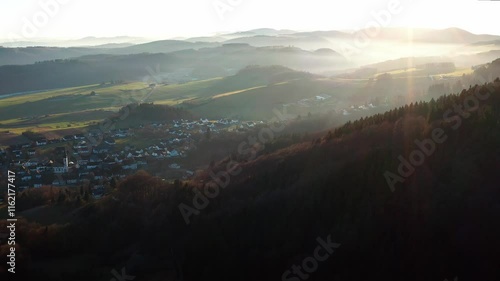 the landscape of the german sauerland in the evening from above 4k 25fps video photo