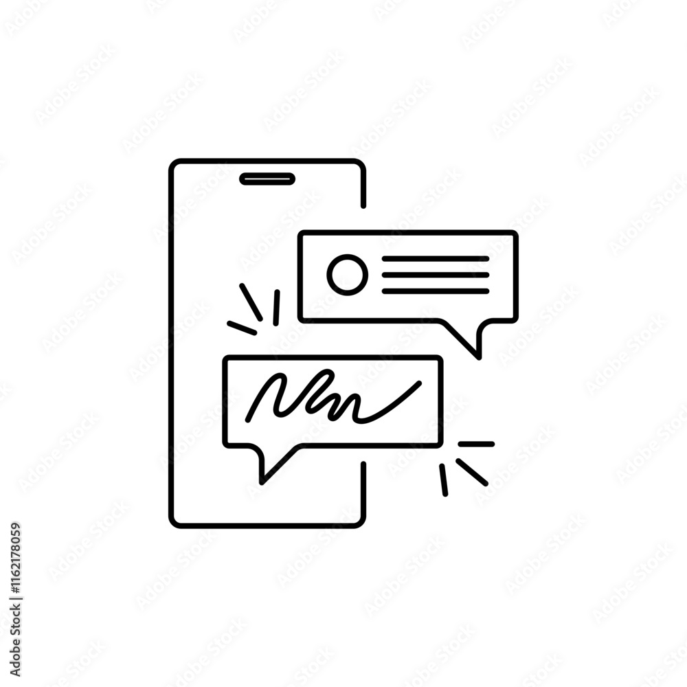 Fototapeta premium Phone Outline Icon represents follow-up from clients or coworkers.