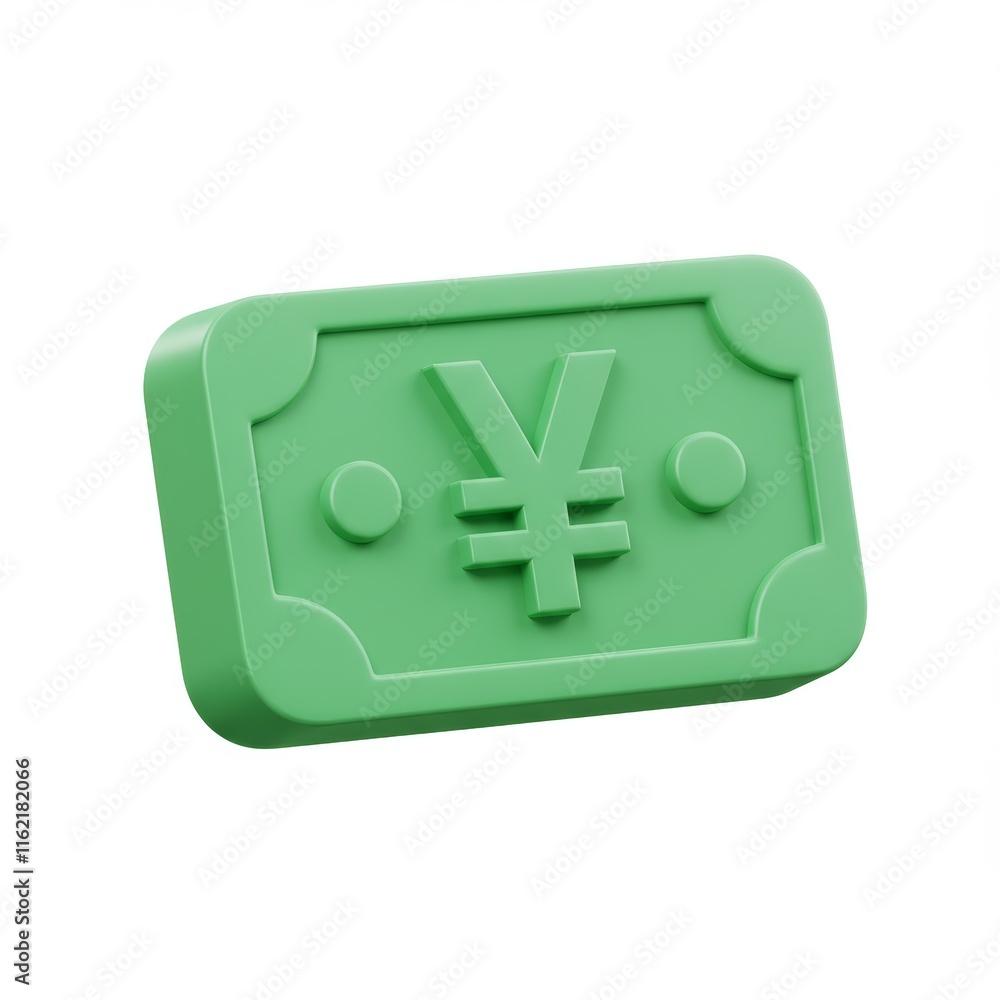 Fototapeta premium 3D rendering of a Chinese yuan isolated on a gradient background