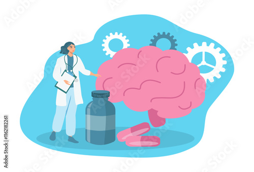 vector illustration in a flat style on the theme of medicine to improve brain function