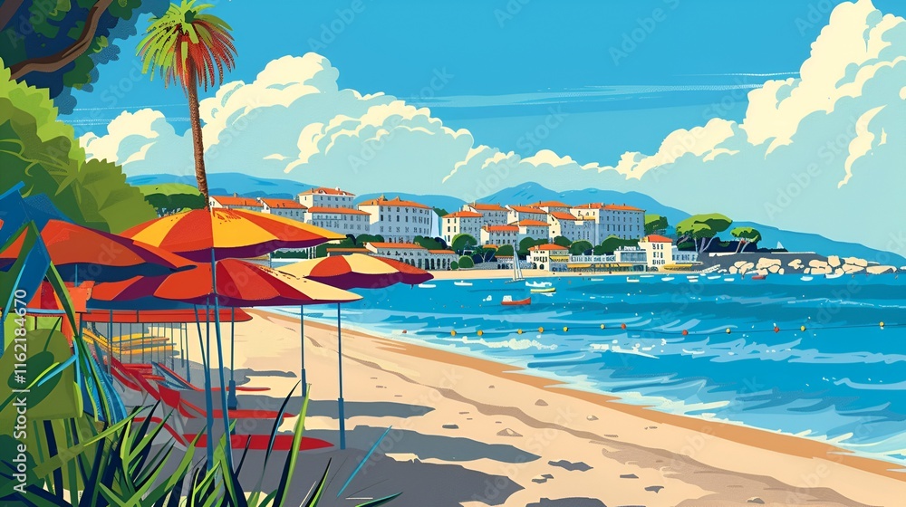 Naklejka premium illustration of Cannes, France poster