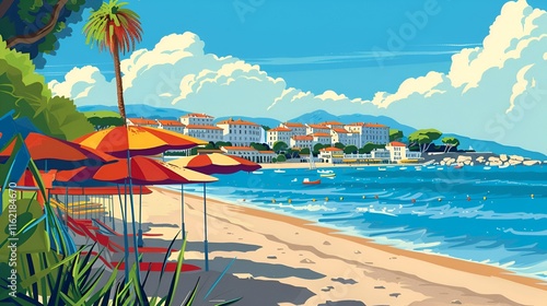 illustration of Cannes, France poster