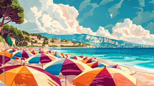 illustration of Cannes, France poster
