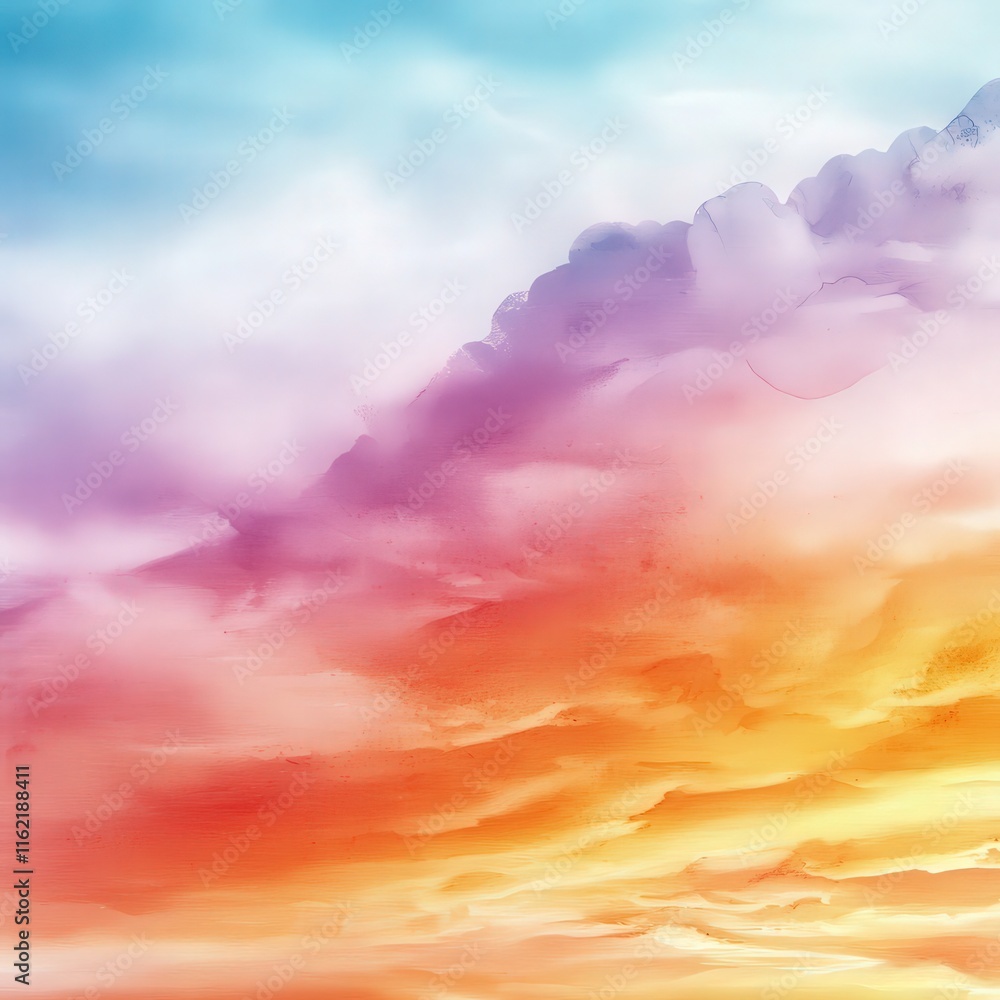 Obraz premium Watercolor blending pink and orange, evoking a tropical sunset.