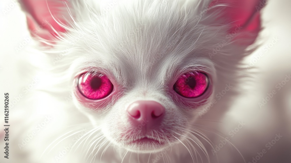 Obraz premium Adorable Albino Chihuahua with Bright Pink Eyes