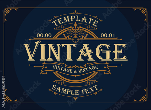 Vintage Rum Label with Ornate Victorian Design