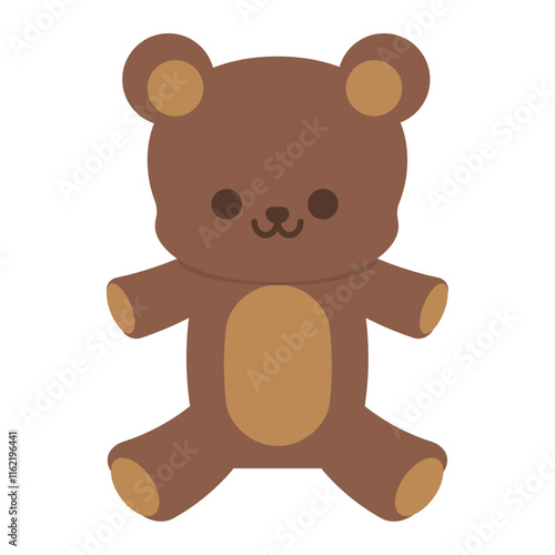 シンプルでかわいいくまのぬいぐるみのイラスト（フラットデザイン）