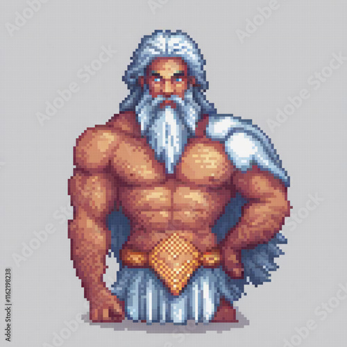 Pixel art of a bearded man with a white beard