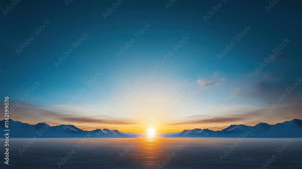 Serene Sunrise Over Snowy Mountain Landscape Serene Sunrise Over Snowy Mountain Landscape