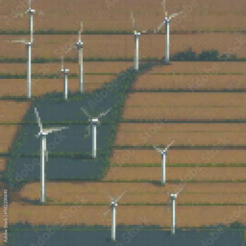 Wind turbines in a serene field, showcasing sustainable energy.